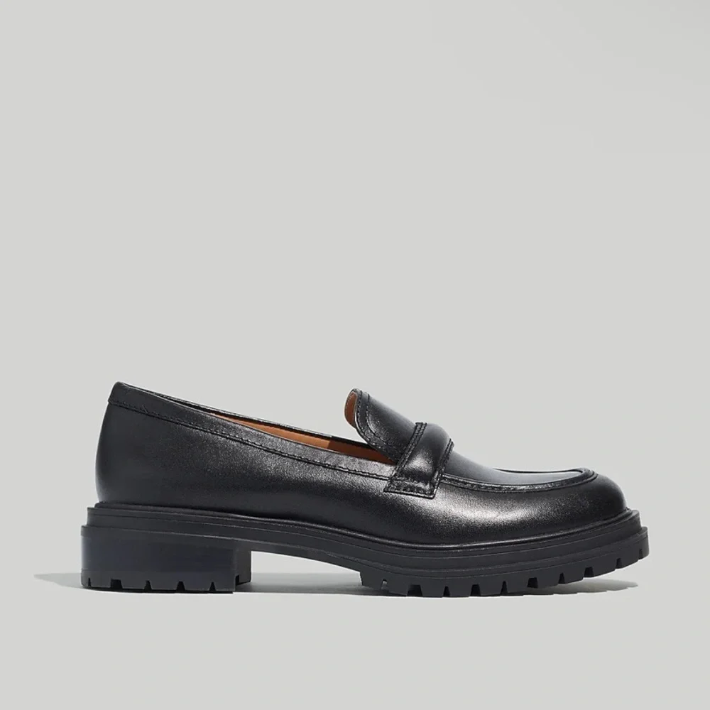 New! Madewell The Bradley Lugsole Loafer in Leather true black_3